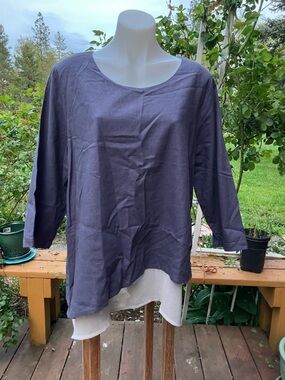Soft surroundings 1X linen blend mock layered tap